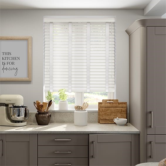 Soft Gloss White & Snow Wooden Blind - 50mm Slat