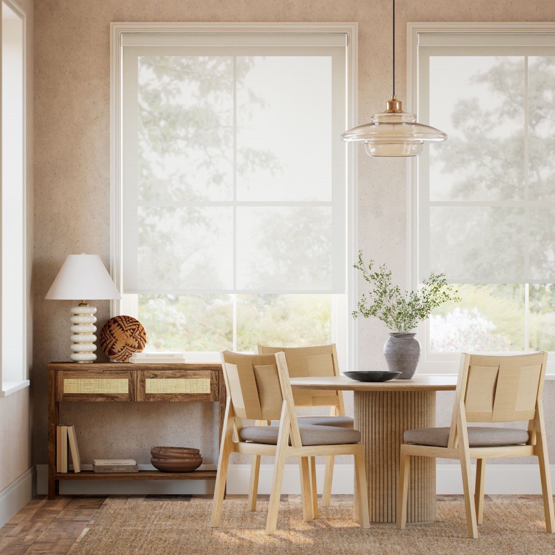 Soft Raise Oculus Pearl Roller Blind