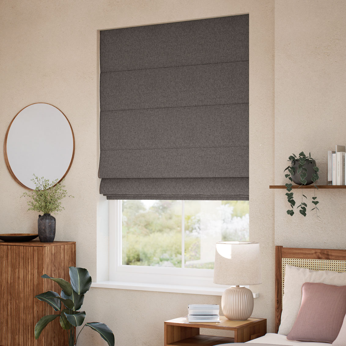 Soft Weave Charcoal Roman Blind