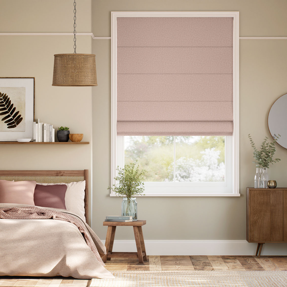 Soft Weave Dusky Rose Roman Blind