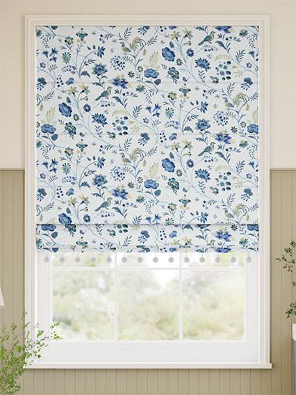Songbird Pom-Pom Blue Roman Blind thumbnail image