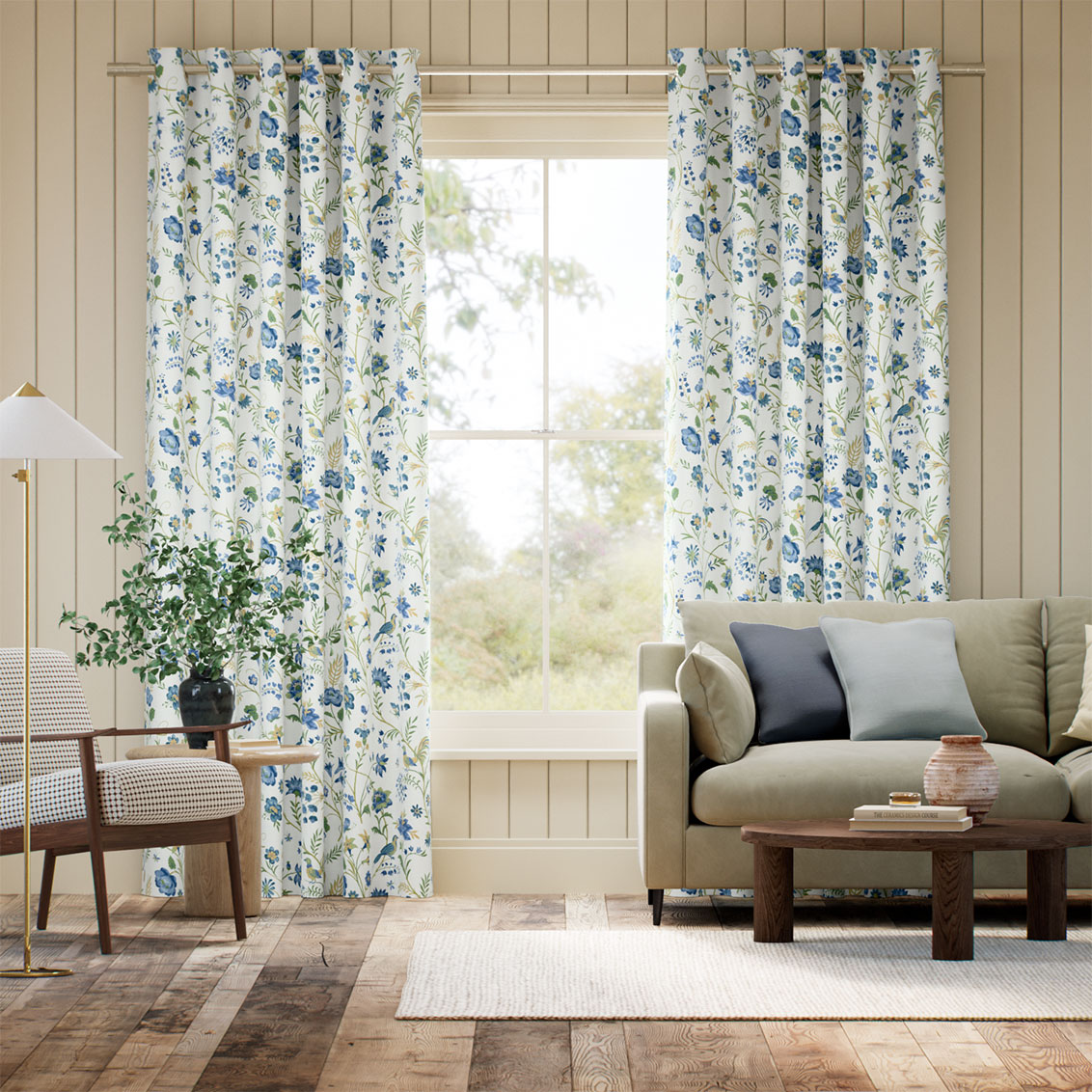Songbird Blue & Green Curtains