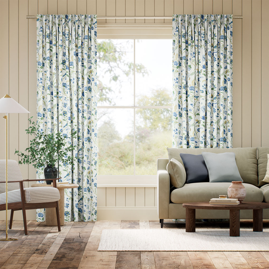 Songbird Blue & Green Curtains
