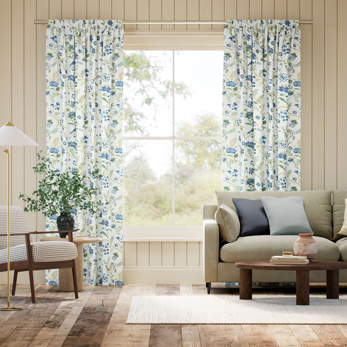 Songbird Blue & Green Curtains
