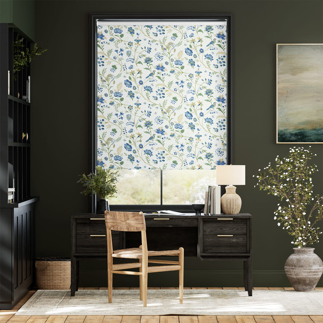 Songbird Blue & Green Roller Blind