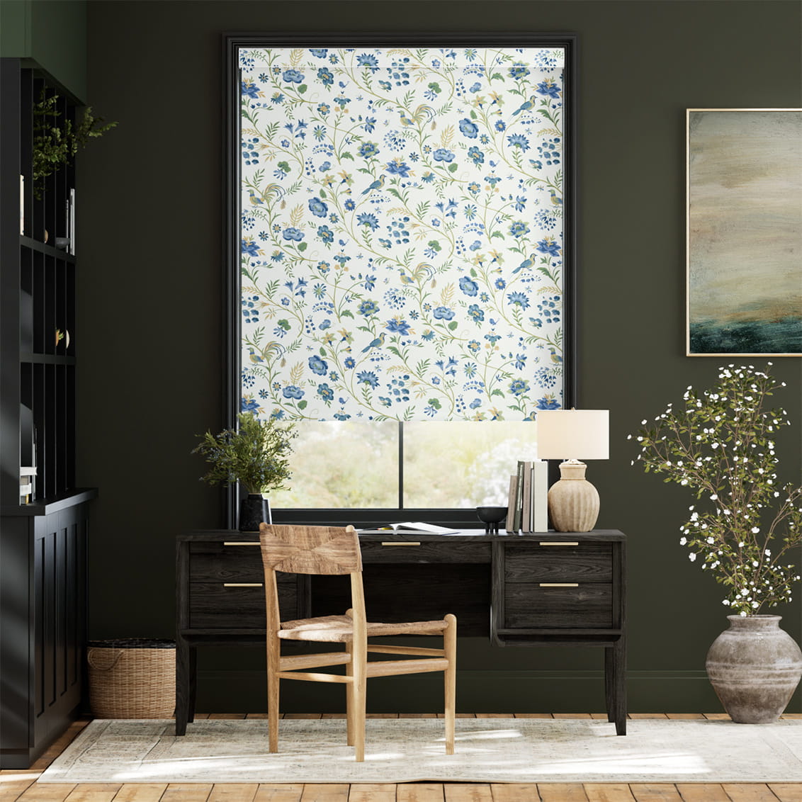 Songbird Blue & Green Roller Blind