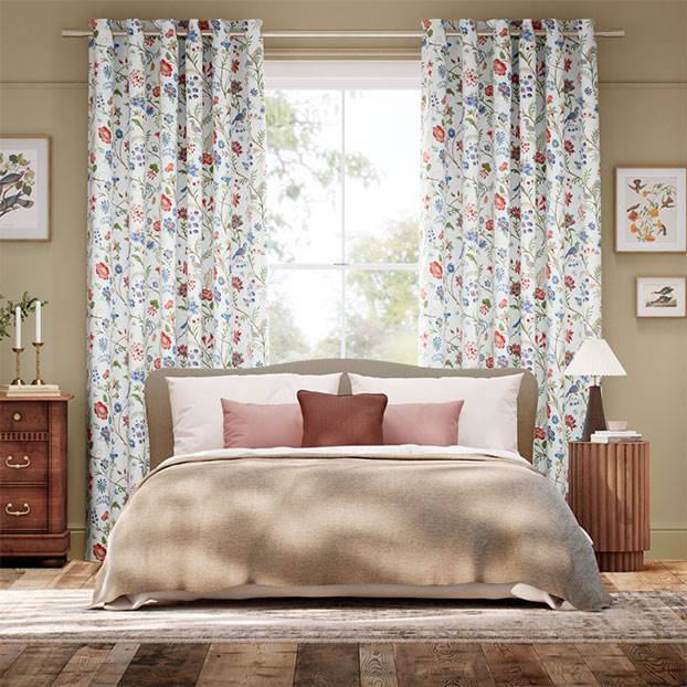Songbird Blue & Red Curtains thumbnail image
