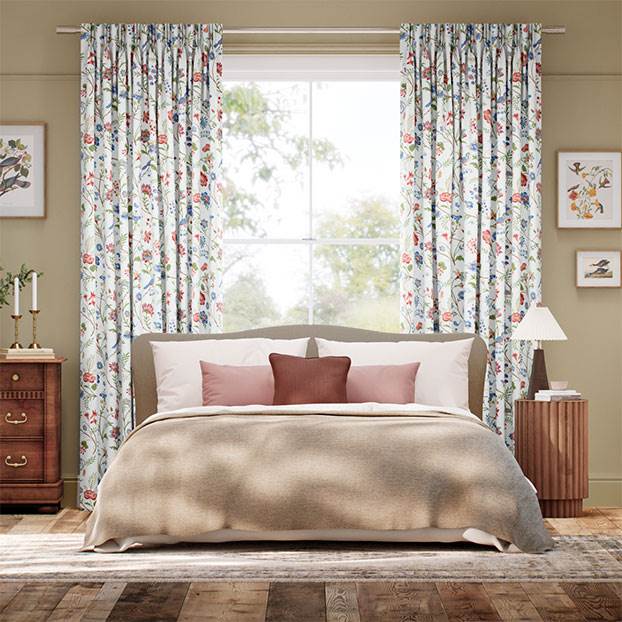 Songbird Blue & Red Curtains thumbnail image