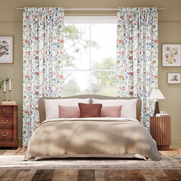 Songbird Blue & Red Curtains thumbnail image