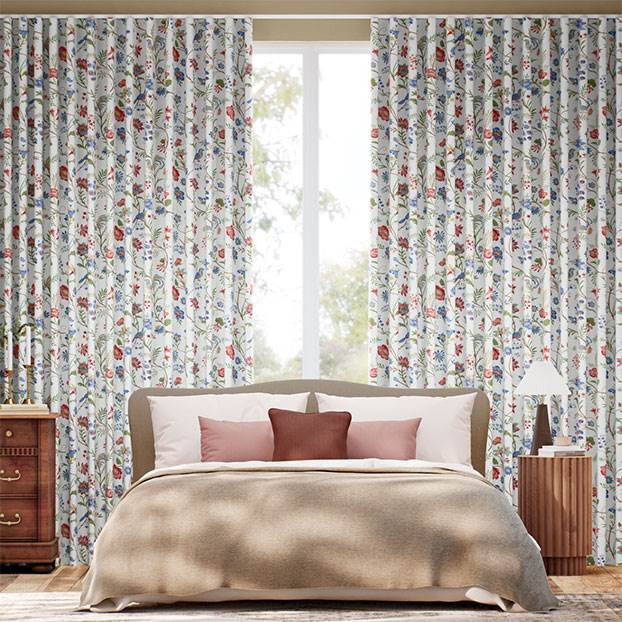 Songbird Blue & Red Curtains thumbnail image