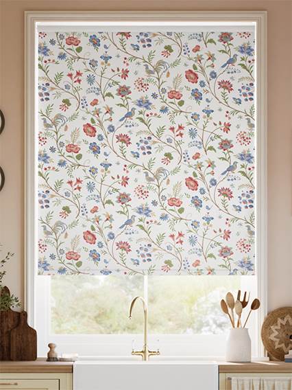 Songbird Blue & Red Roller Blind thumbnail image
