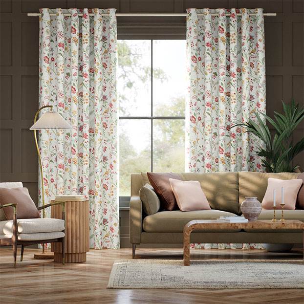 Songbird Green, Blush & Ochre Curtains thumbnail image