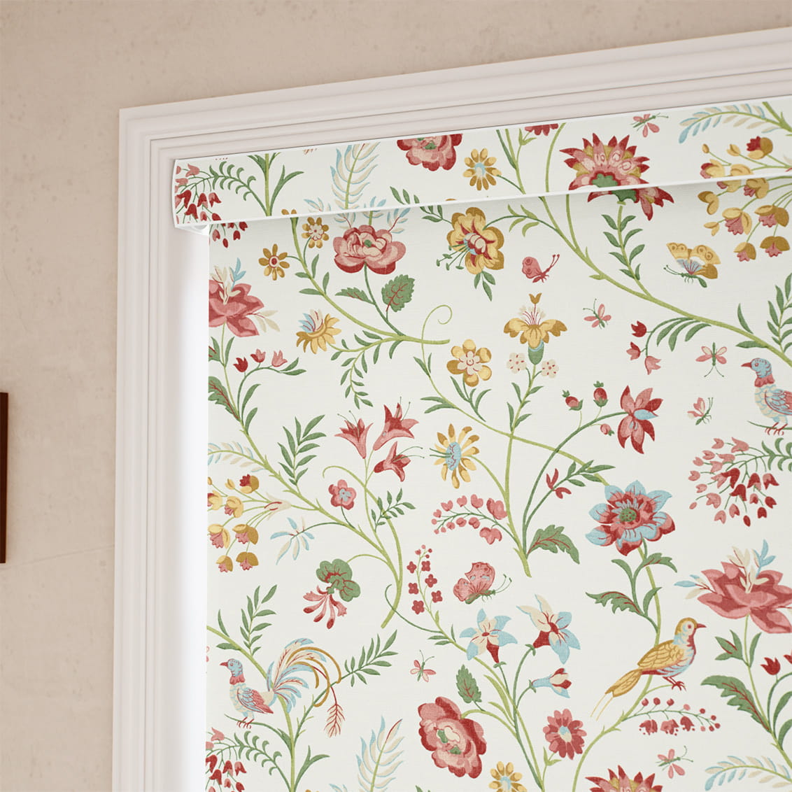 Songbird Green, Blush & Ochre Roller Blind