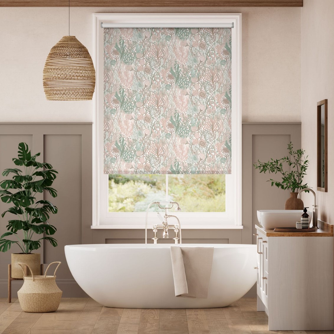 Splash Blackout Anemone Blush Sage Roller Blind