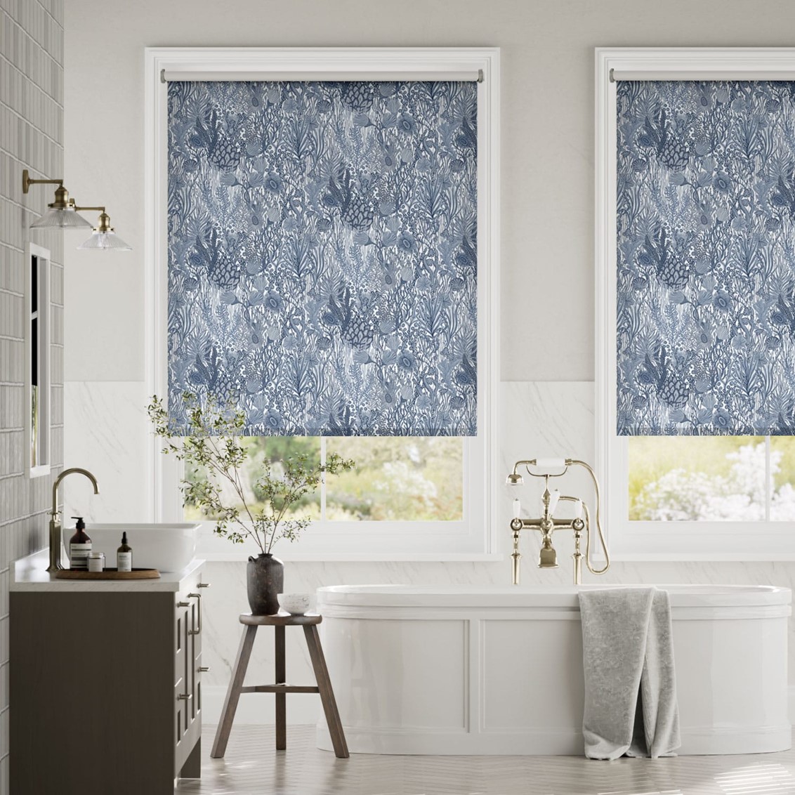 Splash Blackout Anemone Midnight  Roller Blind