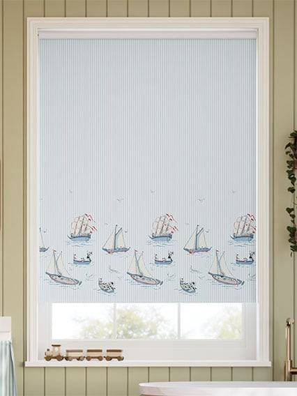 Splash Blackout Donald Nautical Border Powder Blue Roller Blind thumbnail image