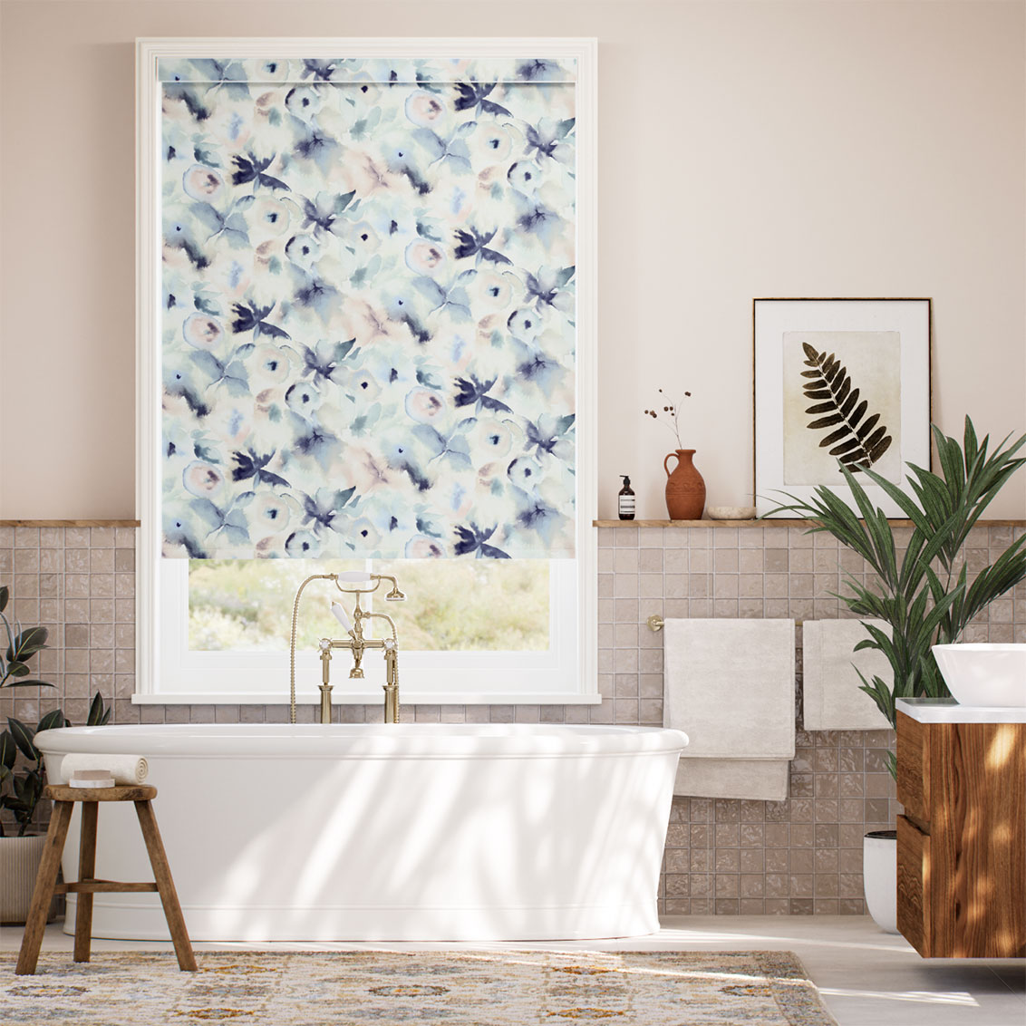 Splash Blackout Flores Moonlight Roller Blind
