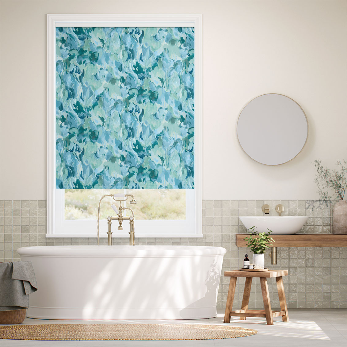 Splash Blackout Foresta Azure Pacific Roller Blind