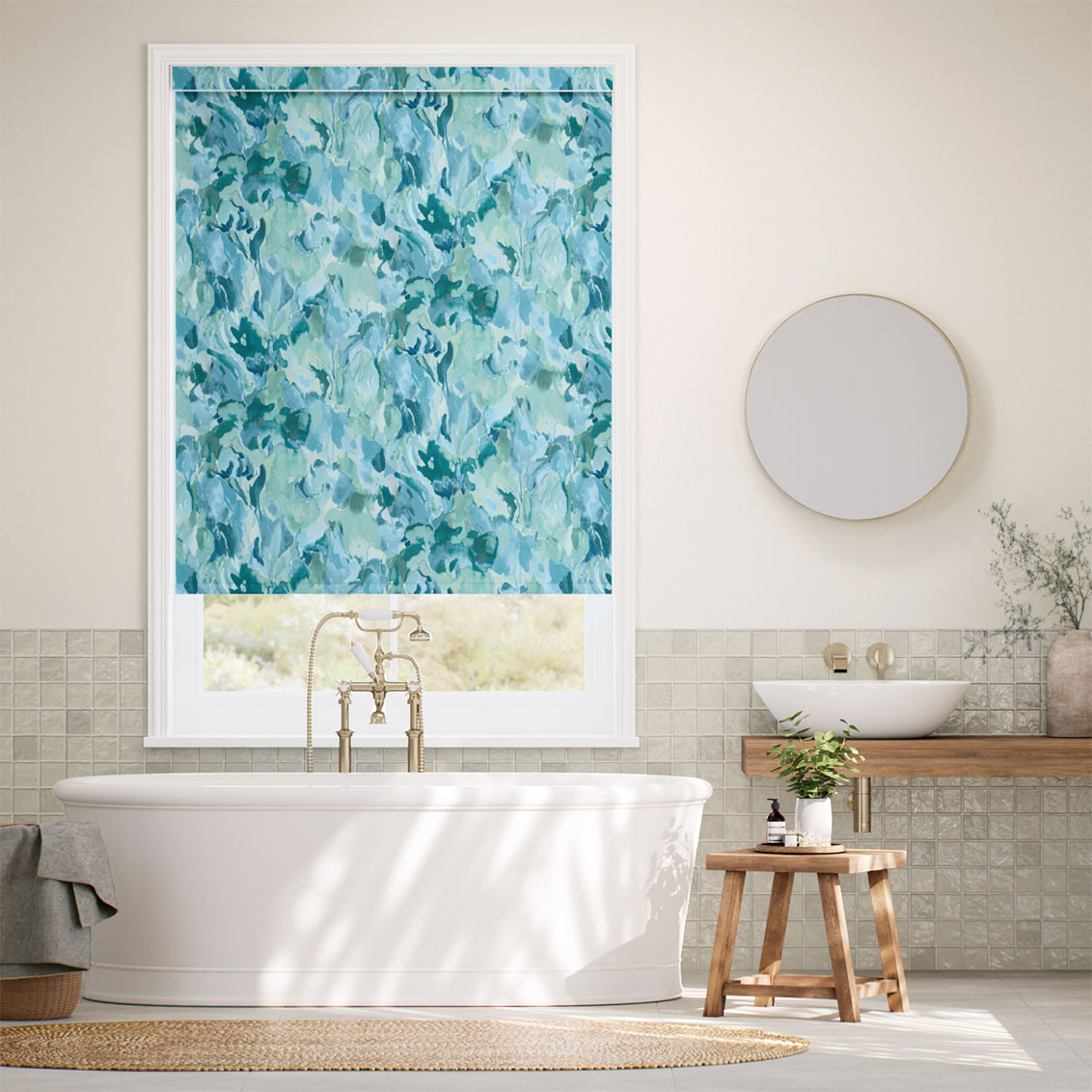 Splash Blackout Foresta Azure Pacific Roller Blind