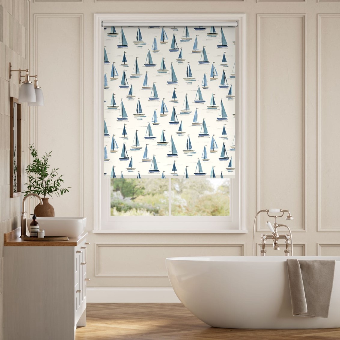 Splash Blackout Sail Away Sky Blue Roller Blind