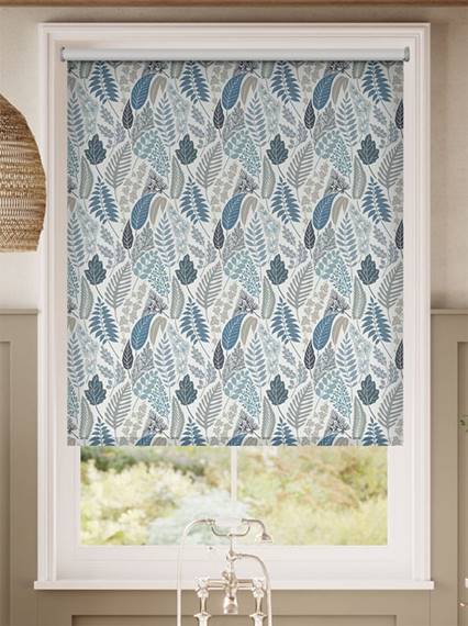 Splash Blackout Scandi Ferns Linen Winter Roller Blind thumbnail image