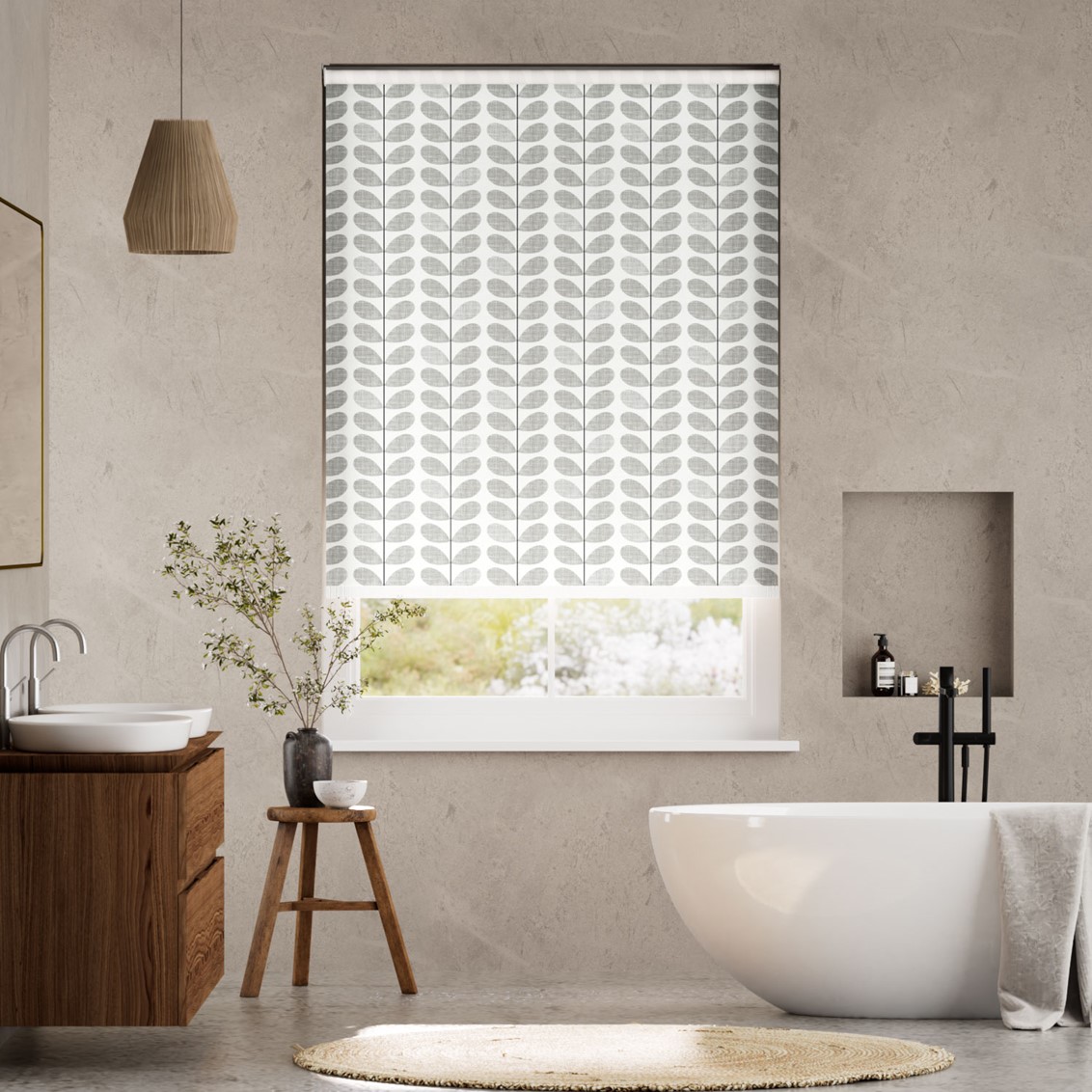 Twist2Go Splash Blackout Scribble Stem Grey Roller Blind