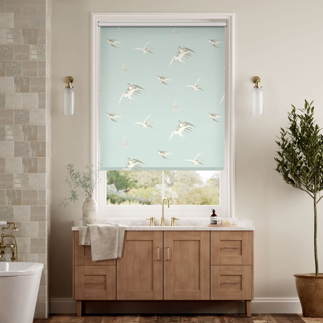 Splash Blackout Sea Aves Soft Teal Roller Blind