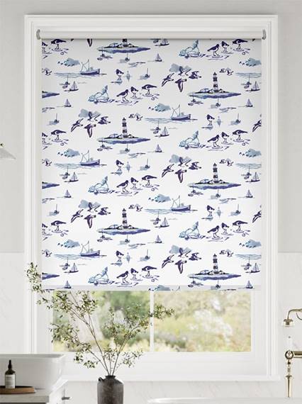 Splash Blackout Shoreline Toile Blue Roller Blind thumbnail image
