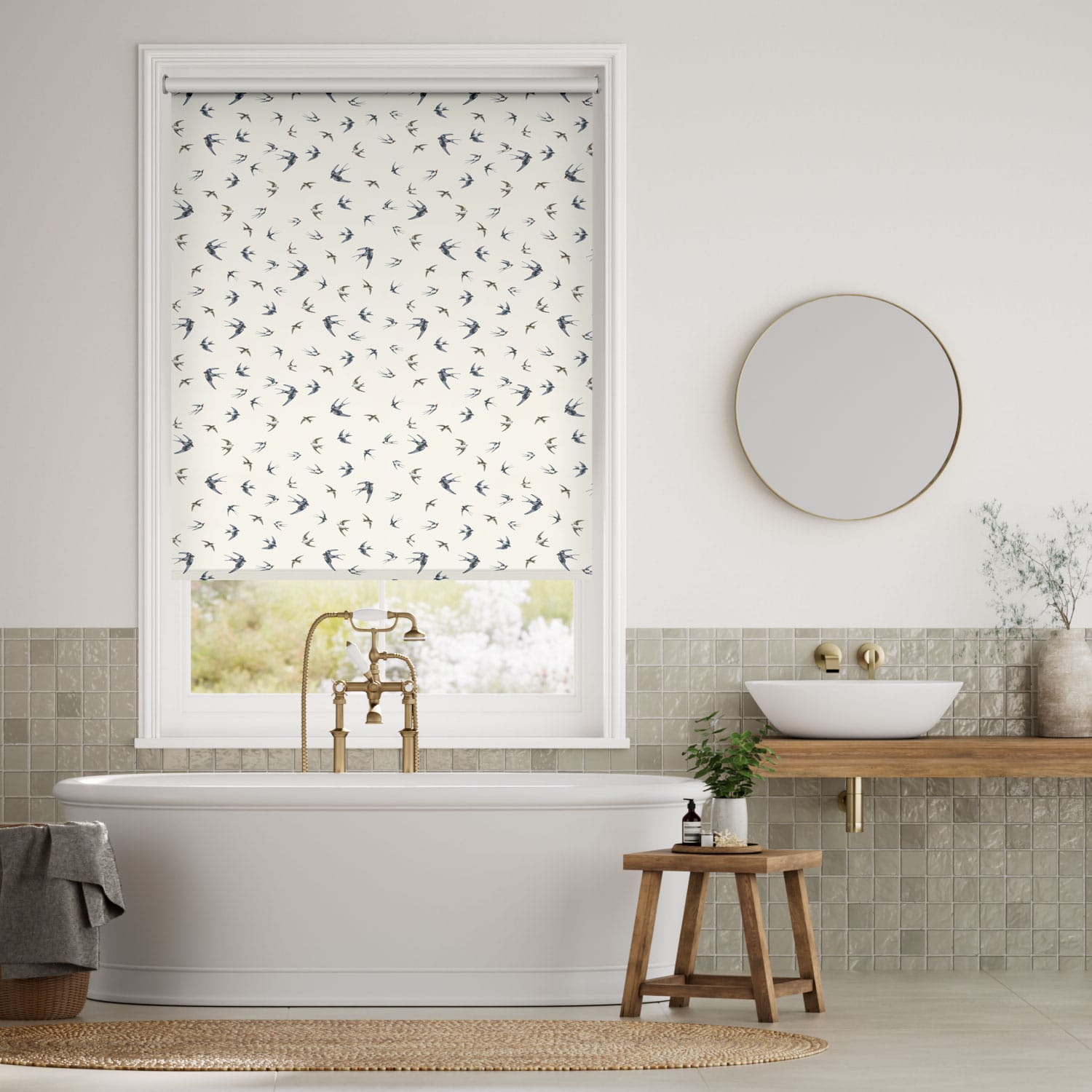Splash Blackout Swallows and Swifts Blue Roller Blind