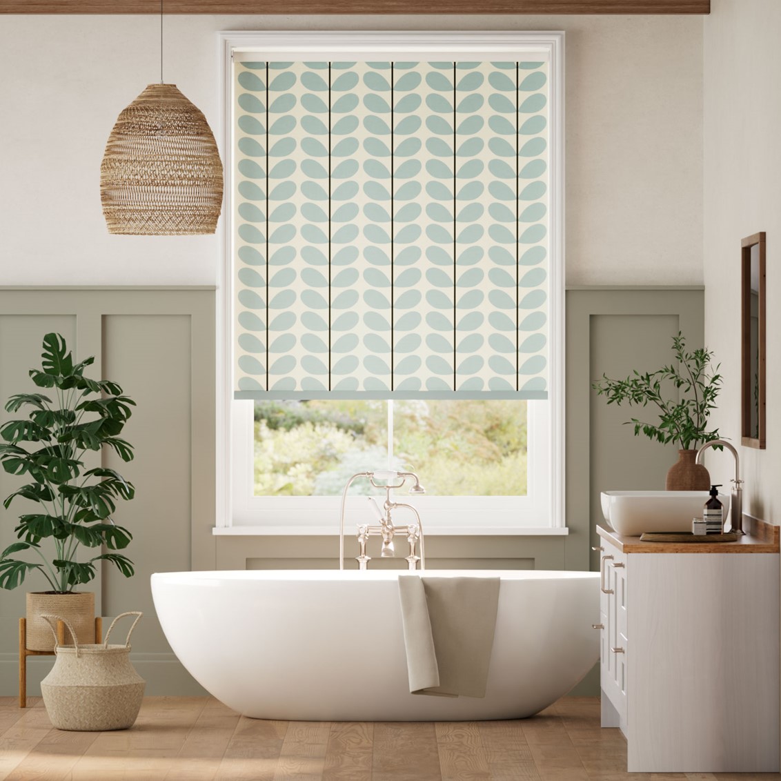 Splash Blackout Two Colour Stem Powder Blue Roller Blind