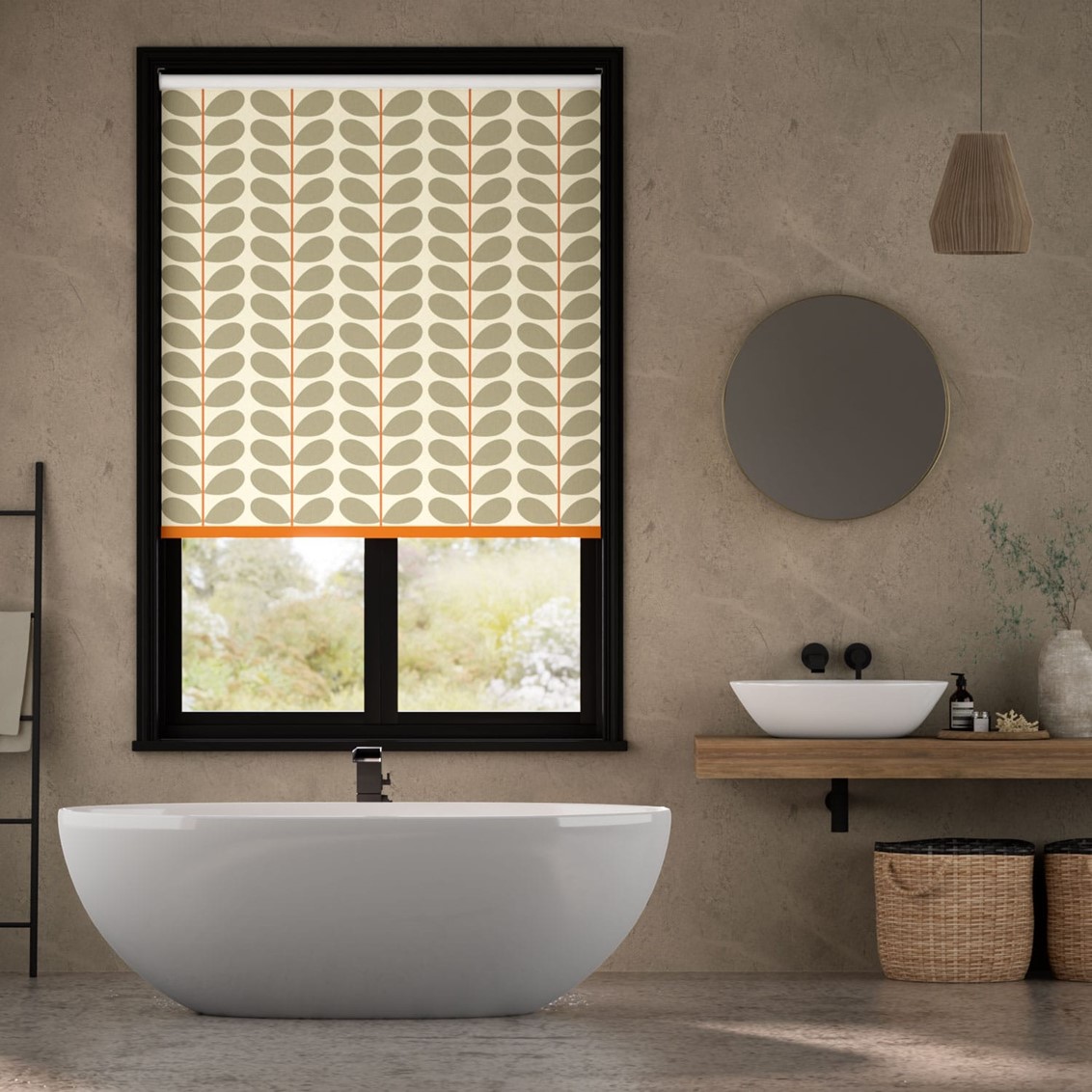 Splash Blackout Two Colour Stem Warm Grey Roller Blind