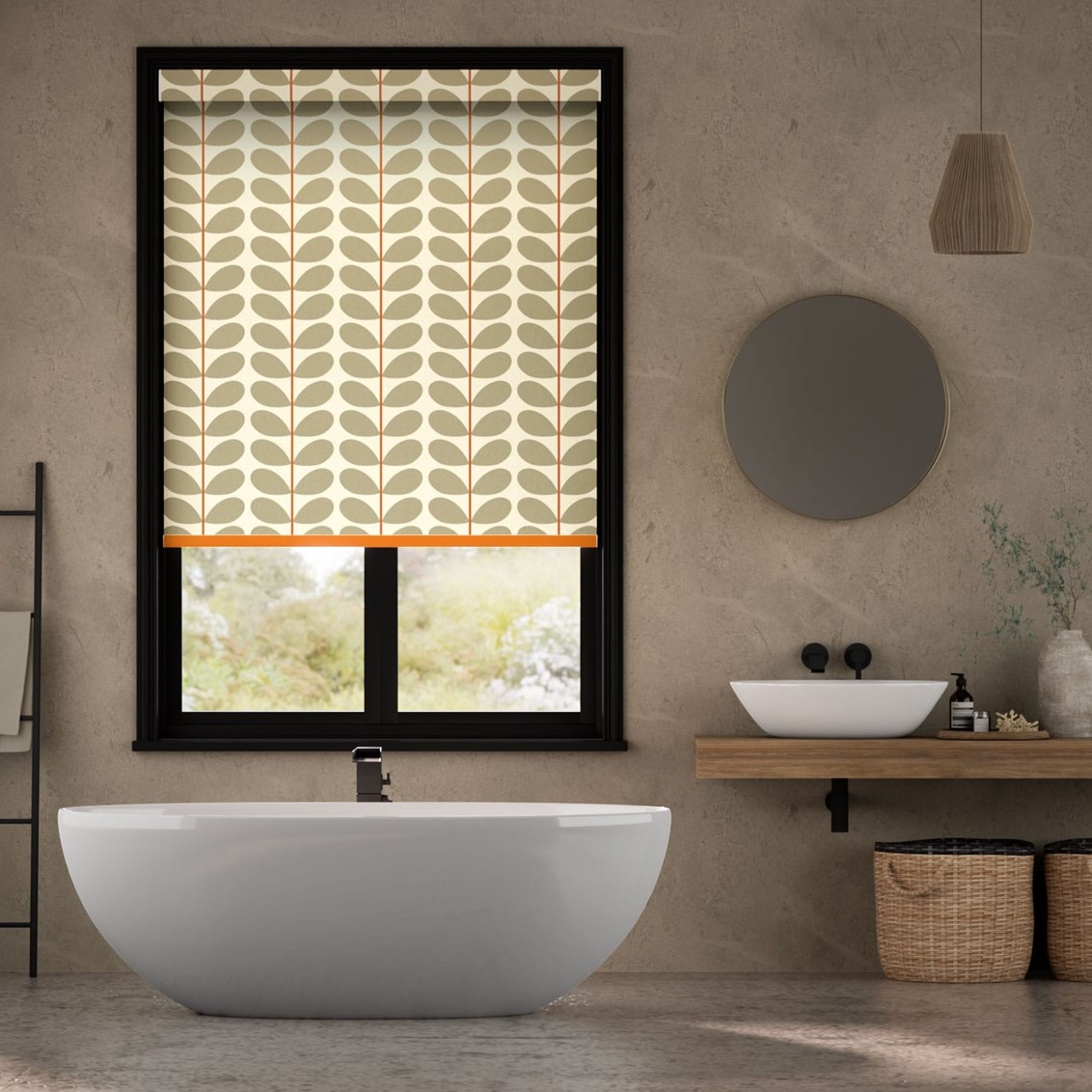 Splash Blackout Two Colour Stem Warm Grey Roller Blind