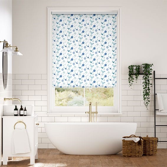 Splash Blackout Bubbles Blue Roller Blind