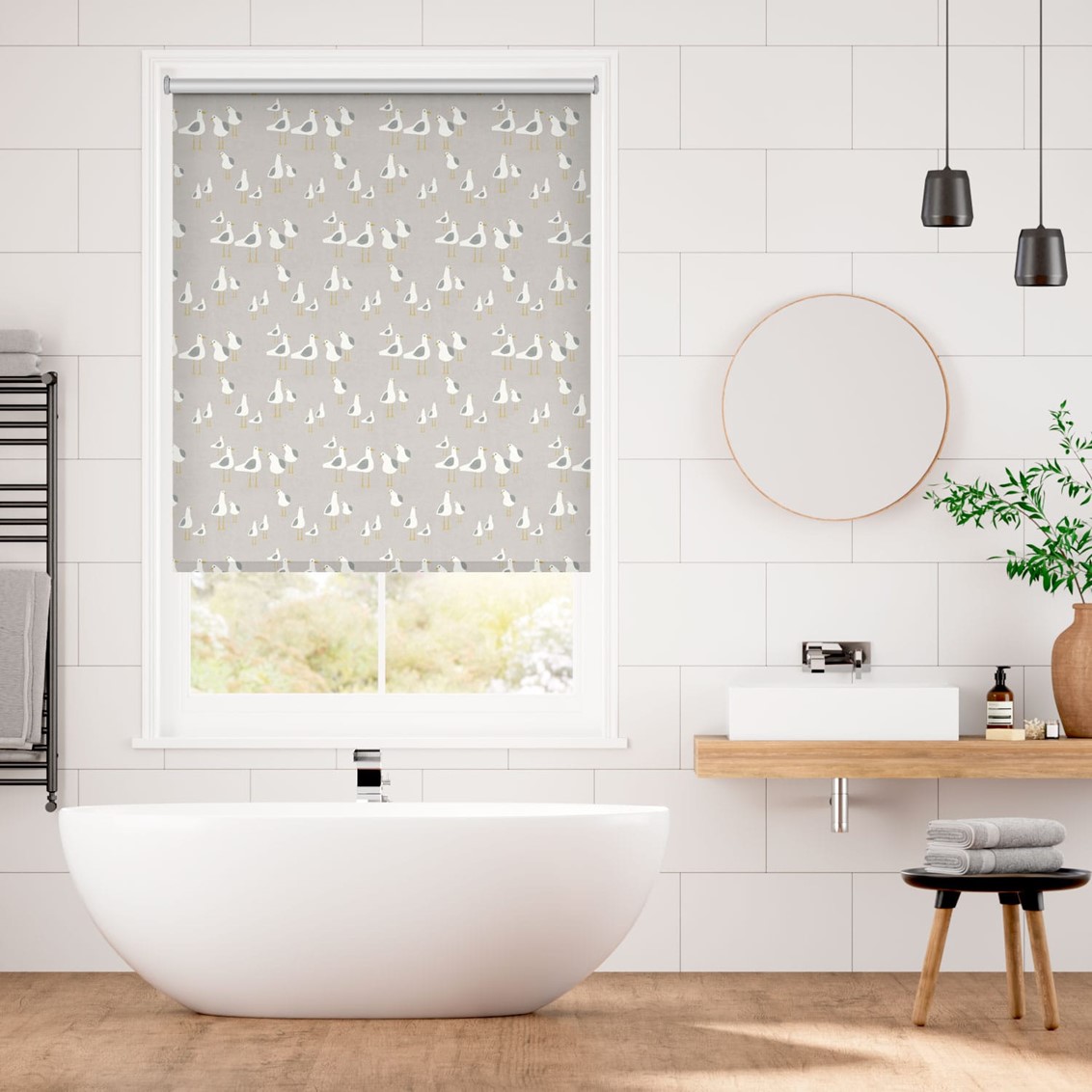 Splash Blackout Gulls Pebble Roller Blind