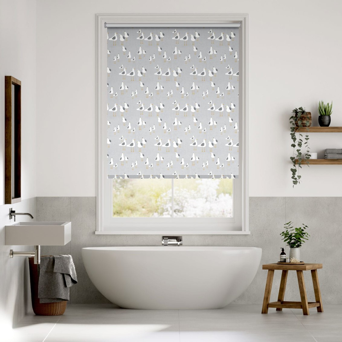 Splash Blackout Gulls Storm Grey Roller Blind