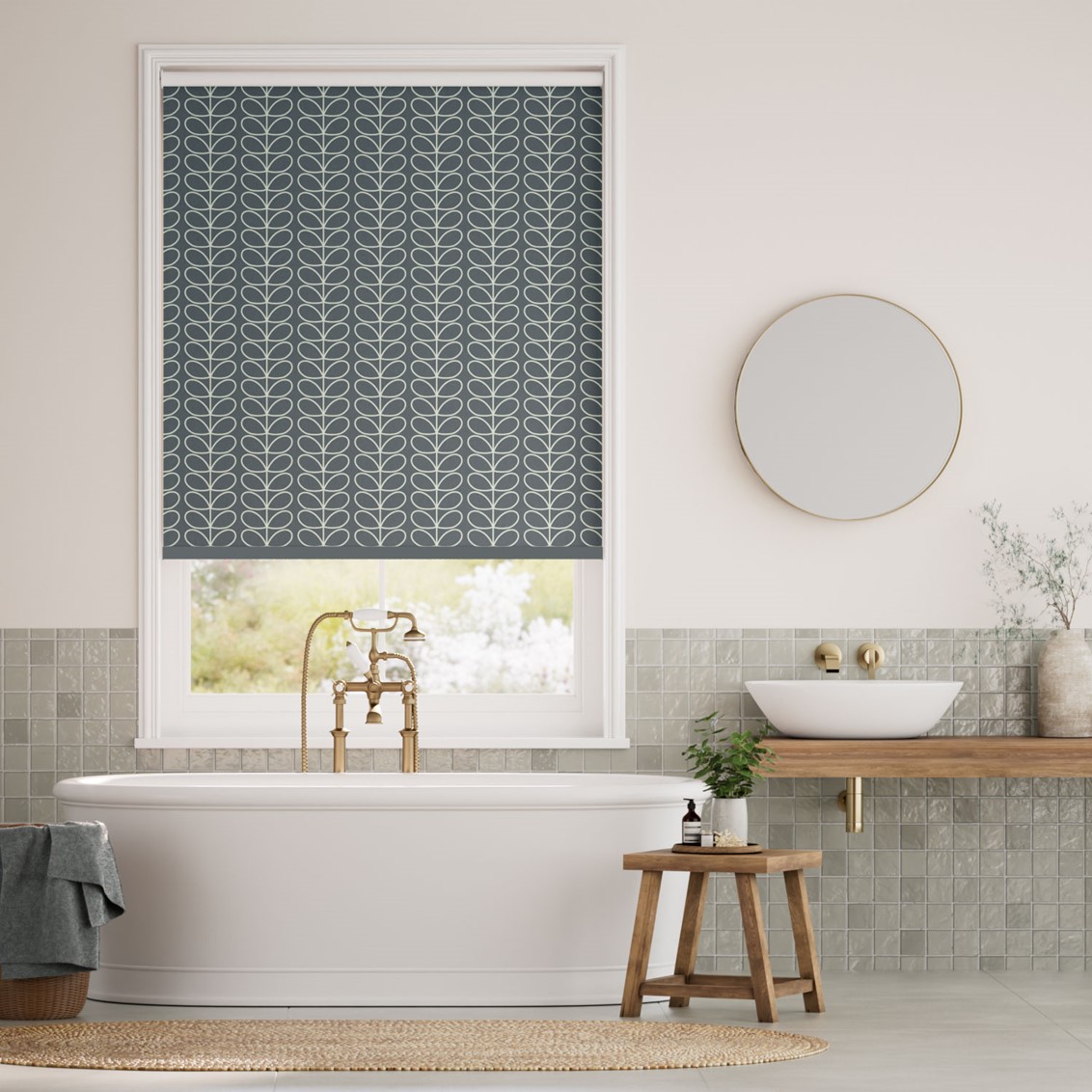 Splash Blackout Linear Stem Cool Grey Roller Blind