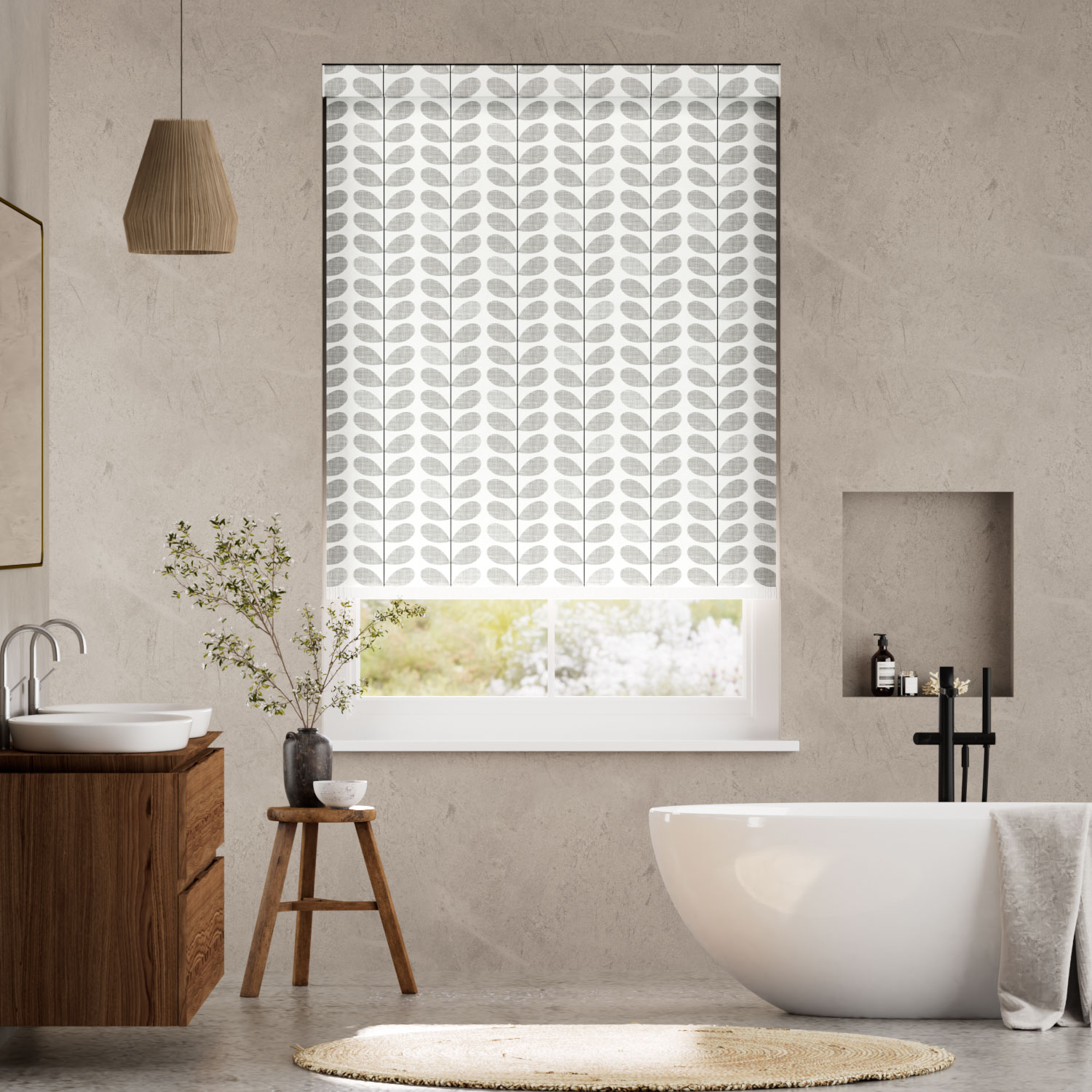 Splash Blackout Scribble Stem Grey Roller Blind