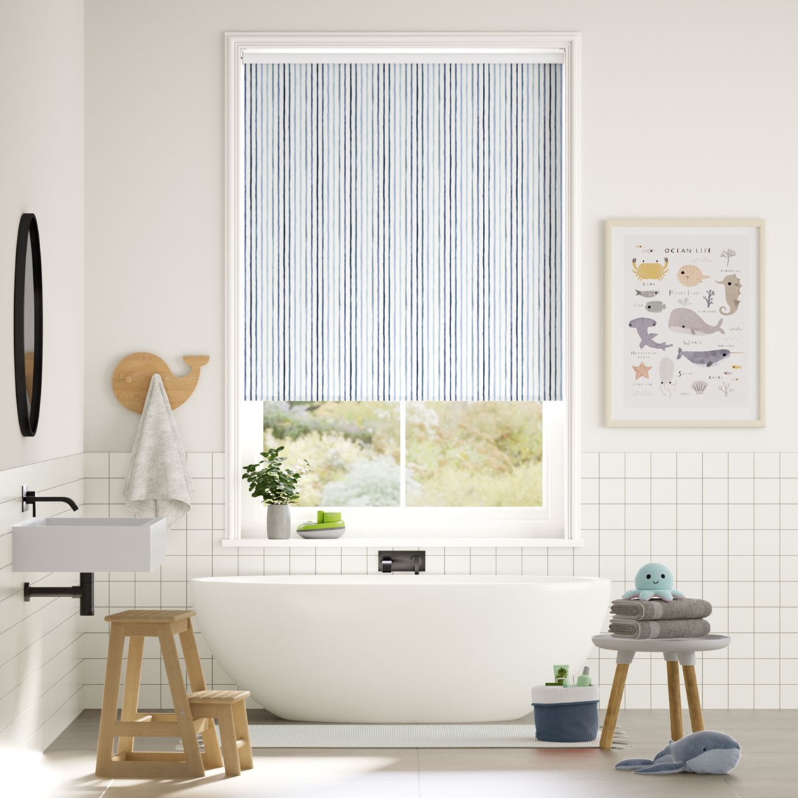 Splash Blackout Suki Stripe Frost Roller Blind