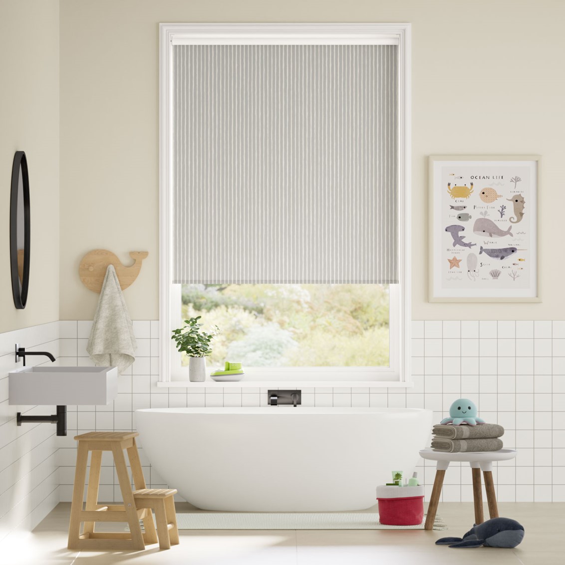 Splash Blackout Suki Stripe Grey  Roller Blind