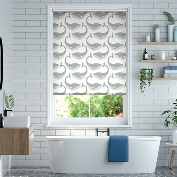 Splash Blackout Kids Whale of a Time Slate Roller Blind