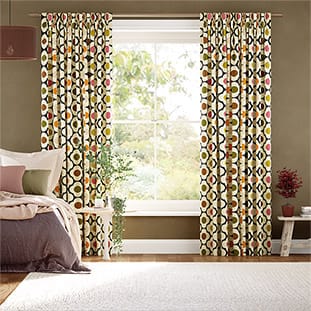 Spot Flower Red Multi Curtains thumbnail image