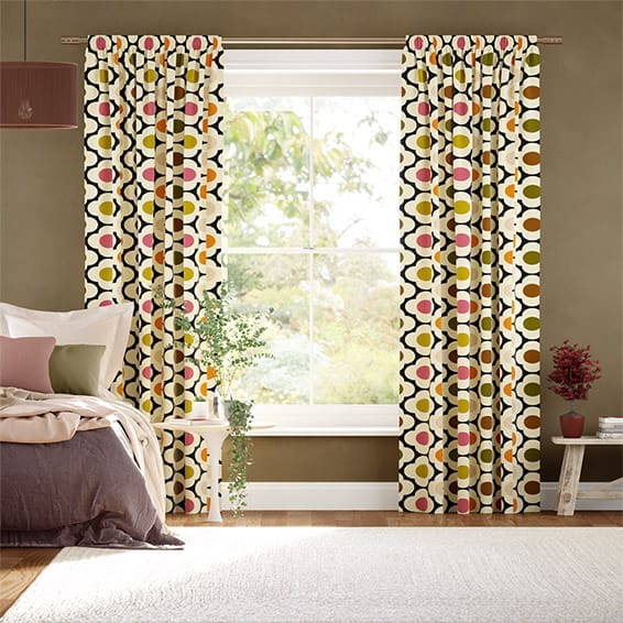 Spot Flower Red Multi  Curtains