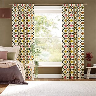 Spot Flower Red Multi Curtains thumbnail image