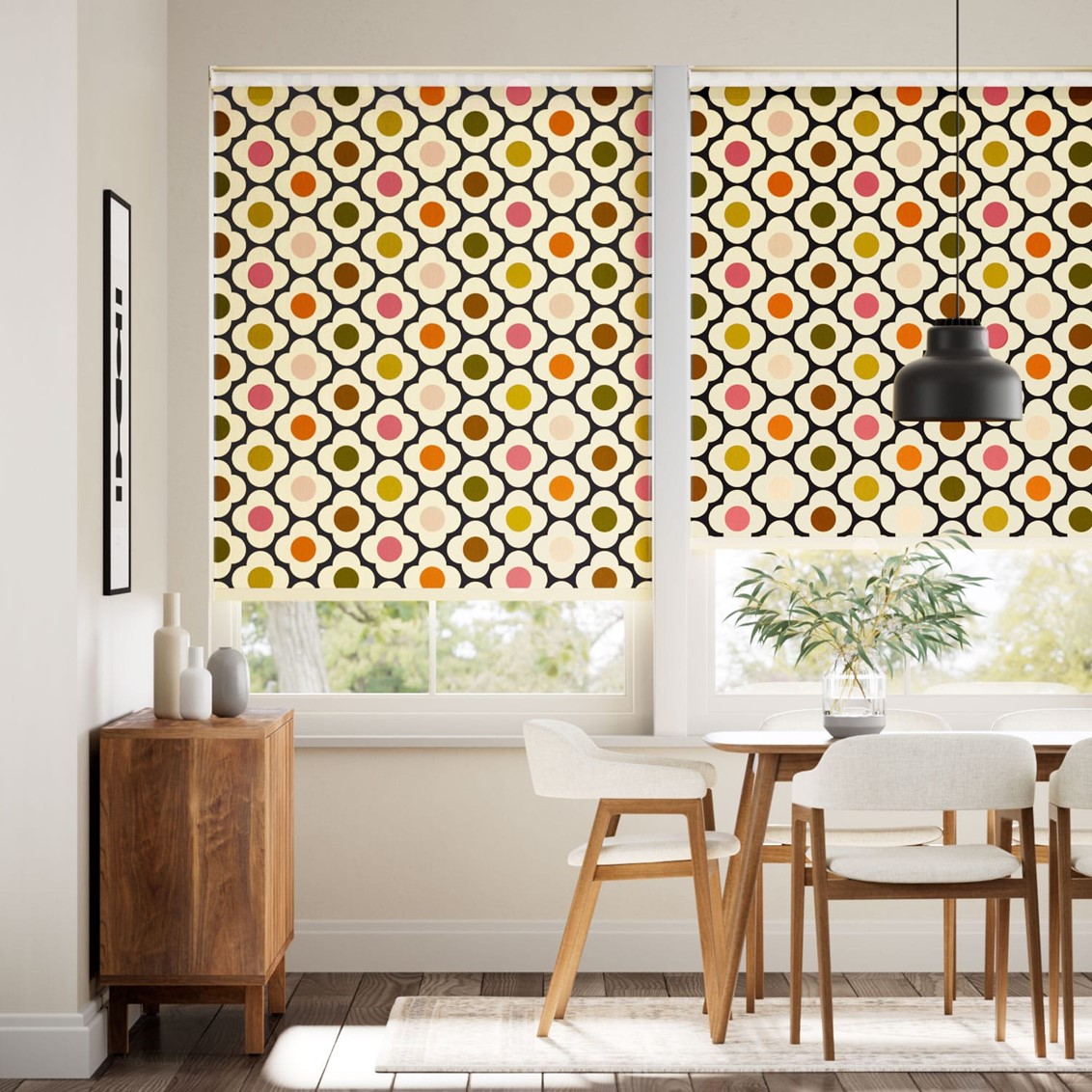 Spot Flower Red Multi Roller Blind