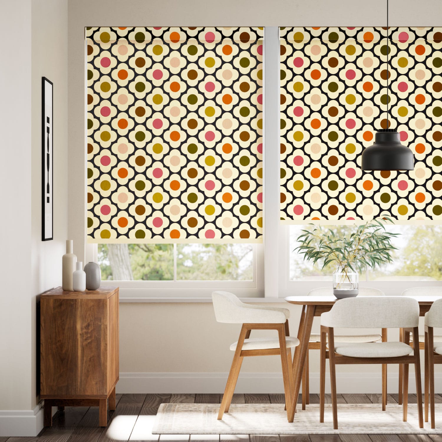 Spot Flower Red Multi Roller Blind