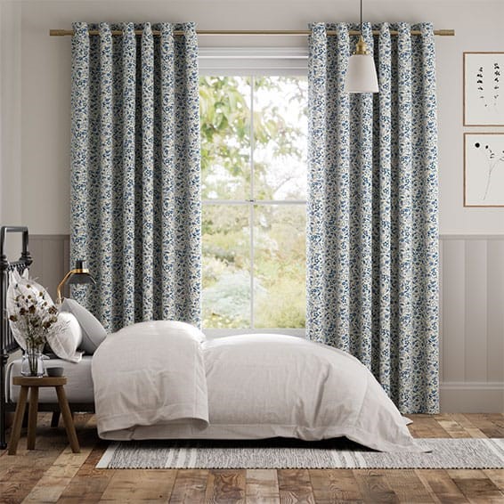 Spring Floral Blue Curtains