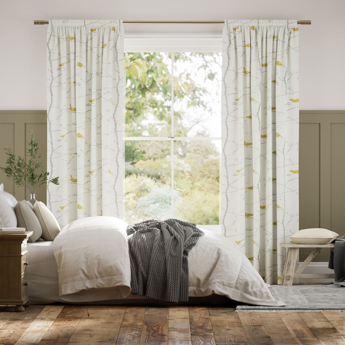 Springs Dawn Chorus Slate Curtains