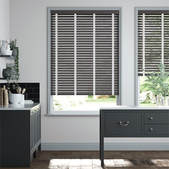 Steeple Grey & Chalk Faux Wood Blind - 50mm Slat