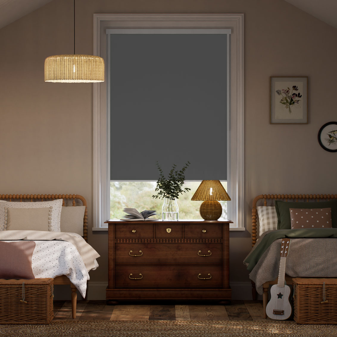 Stick On Sevilla Blackout Anchor Grey Roller Blind