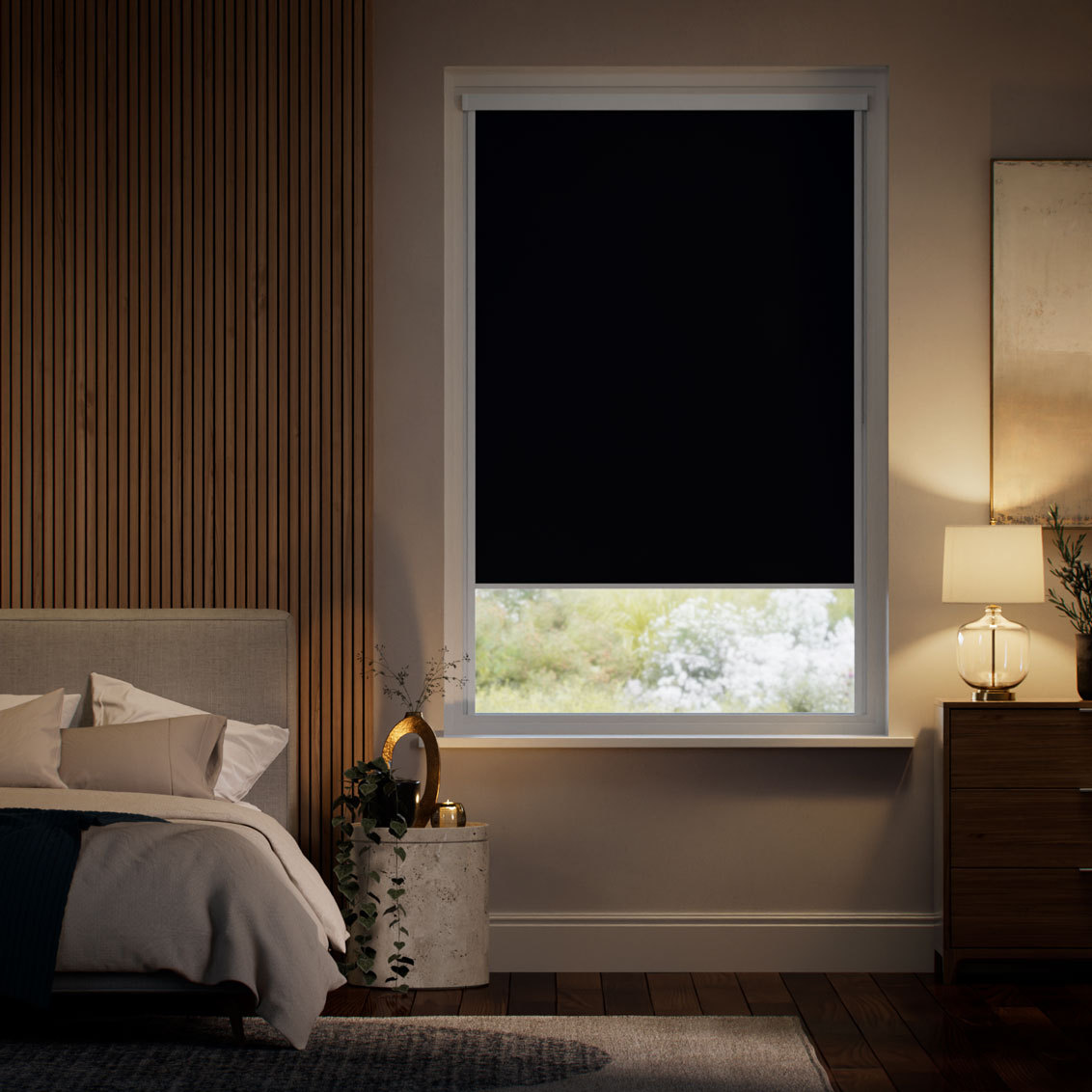 Stick On Sevilla Blackout Ink Roller Blind